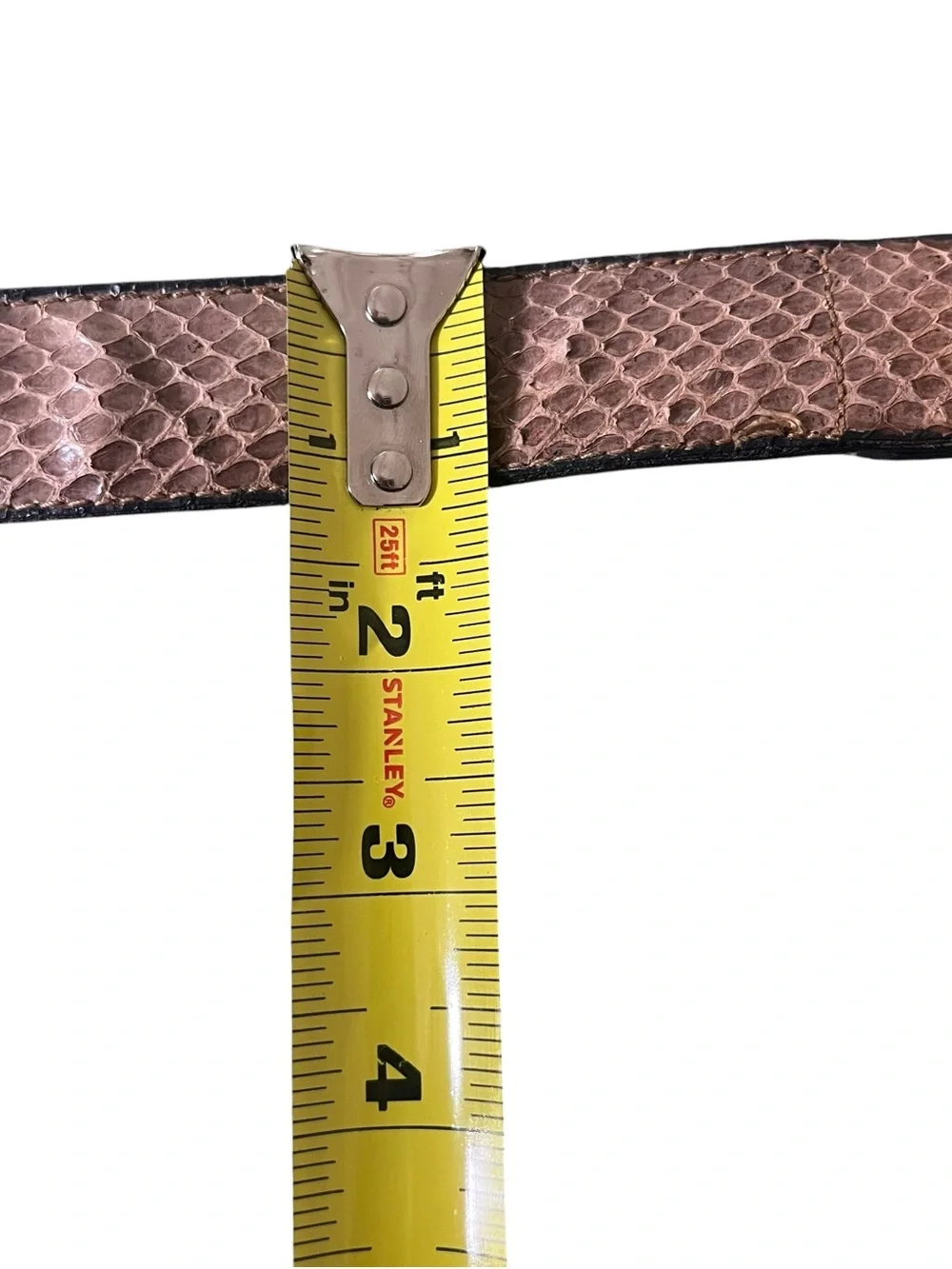 Lacavera Italy Python Embossed Leather Belt Brown Oval Buckle 35 in